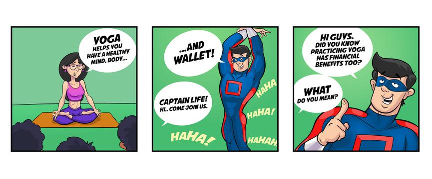 Captain Life and Yoga - Insurance Comic Strip 1